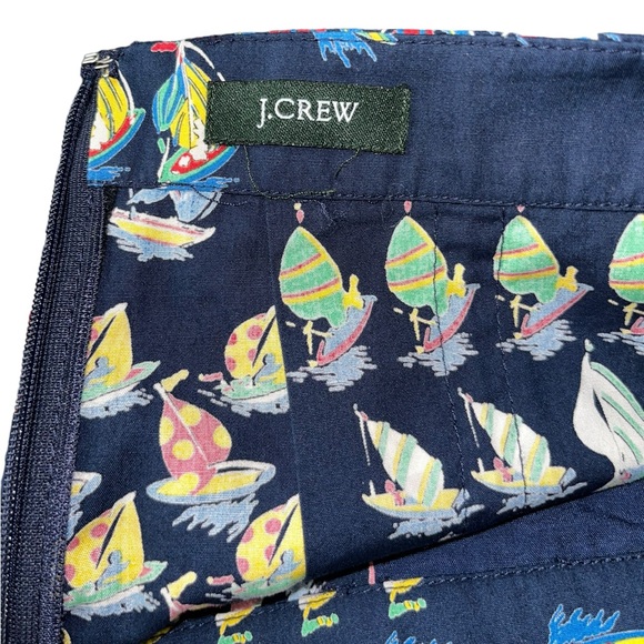Rare J. Crew Sailboat Print Pleated Skirt Size 10 - Picture 2 of 4